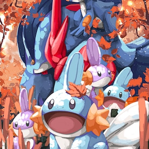 Mudkip Family Art Print - 11 x 17
