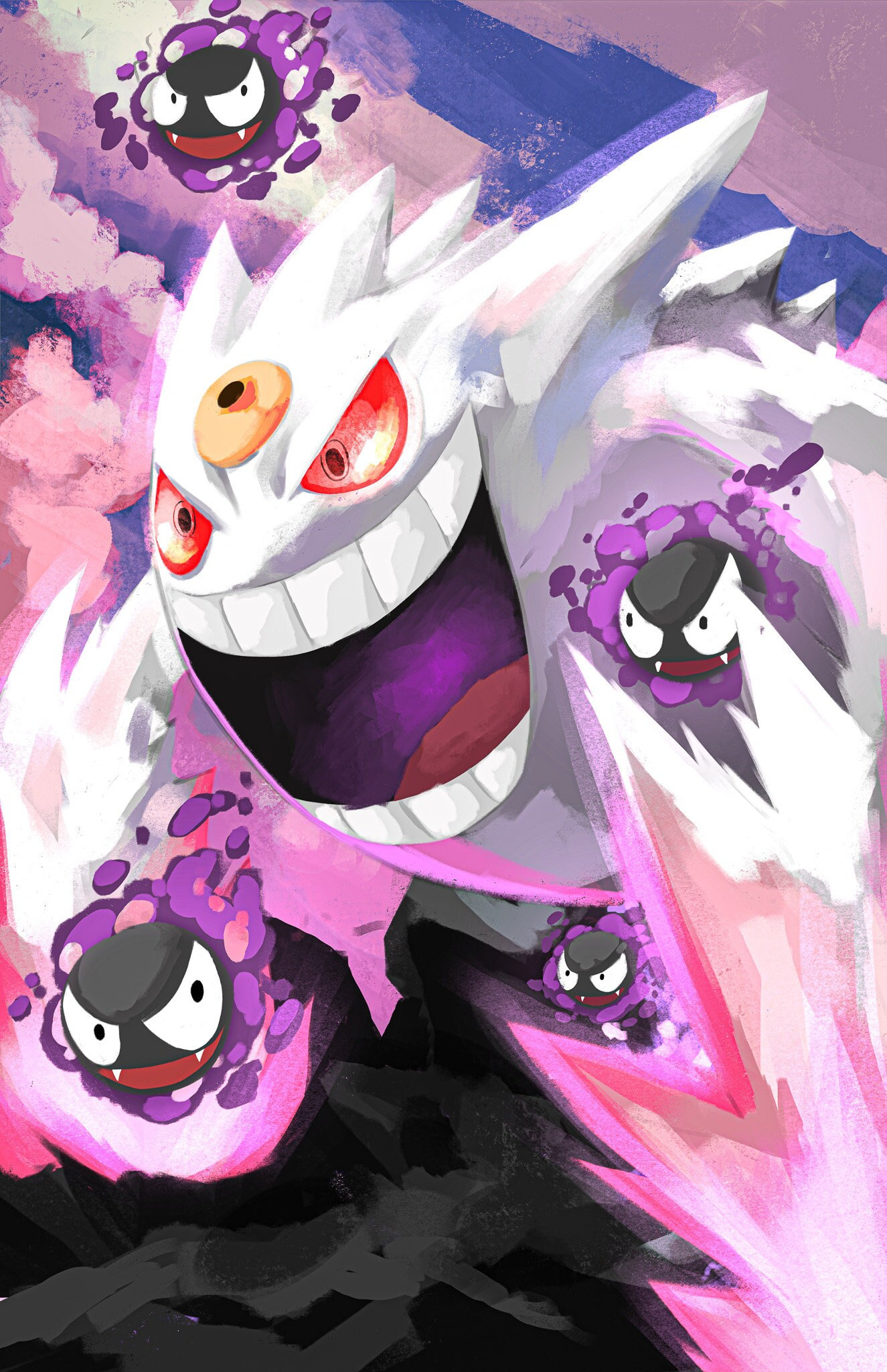 gengar and mega gengar (pokemon) drawn by artsy-rc