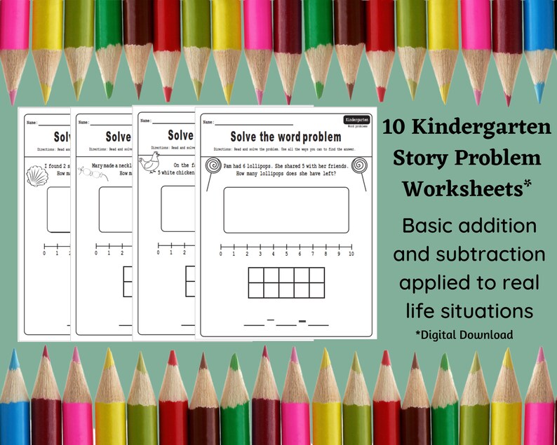 10 kindergarten worksheets printable math worksheets for etsy