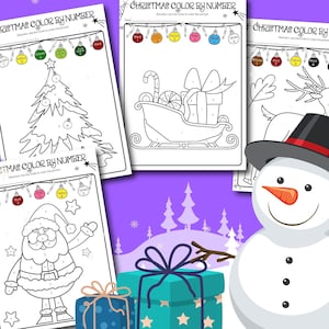 Christmas Color By Number Printable PDF | Holiday Coloring Sheets | Digital XMAS Coloring Pages for Kids