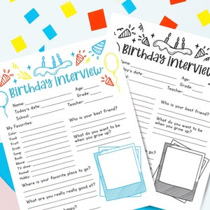 Birthday Interview for Kids, Printable Birthday Questions, Birthday Memories Digital Download, Annual Questionnaire for Kids