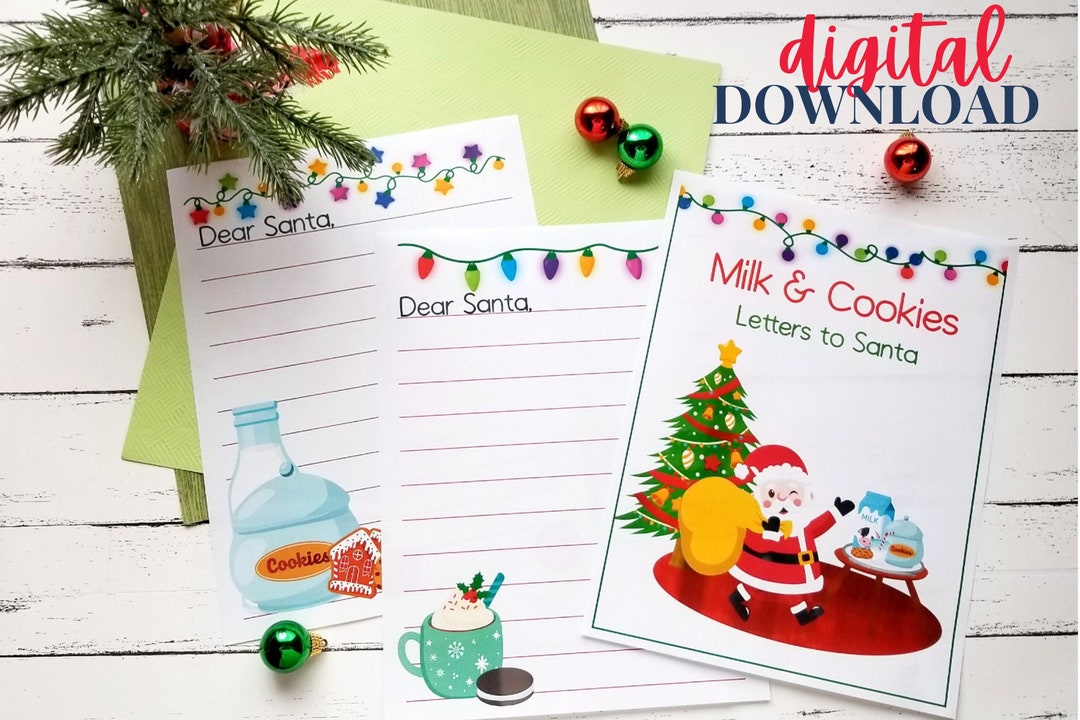 Printable Christmas Santa Letter Template | Kids Holiday Note (digital ...