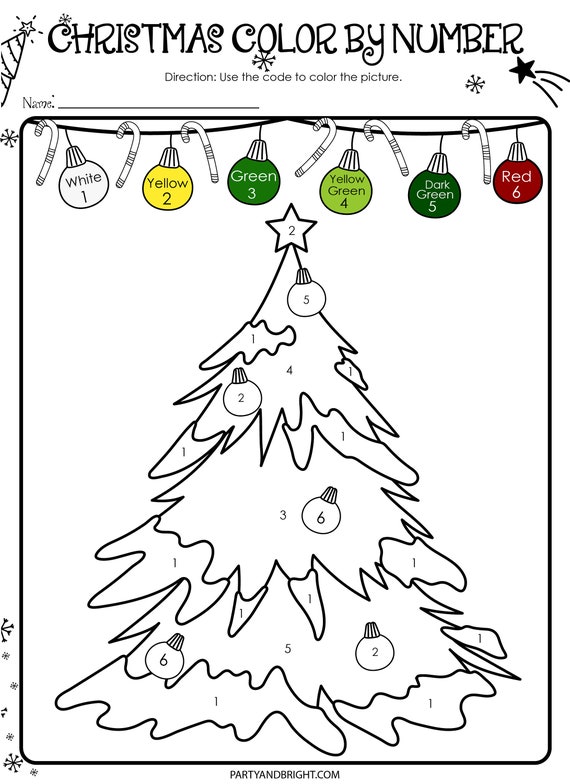 Christmas Color by Number Printable Worksheets