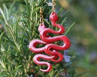 Red Berry Shimmer Snake Earrings