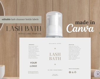 Minimalist Lash Shampoo Label Template | Editable Lash Bath (Digital Download)