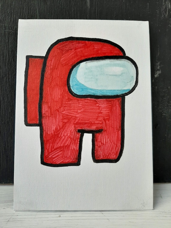 Among Us Custom Artwork Marker Drawing on Canvas Red Imposter