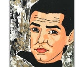 Falco Portrait, handgefertigt, Original Acrylmalerei, Abstraktes Gemälde, Wohnzimmer Deko, moderne/zeitgenössische Kunst, Musiker Prominente