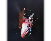 Original, Abstract Image, Handmade, Modern/Contemporary Art, Acrylic Hand Painted on Black A4 Kraft Paper
