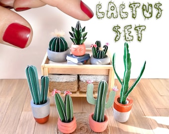 Dollhouse Cactus Set, Miniature Boho Houseplants, Tiny Flowering Cacti Printable  1:12 Scale, PDF DOWNLOAD