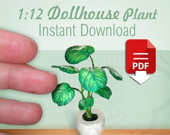 Miniatur Tropische Pflanze für Puppenhaus Maßstab 1:12 SOFORTIGER DOWNLOAD, druckbare digitale PDF-Dateien