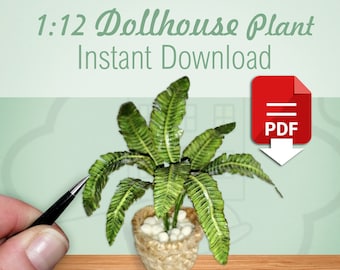 Miniature Dollhouse Paper Houseplant Template 1:12 (Printable PDF)
