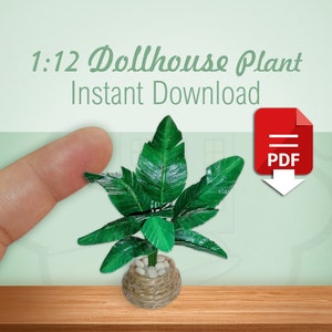 Miniature Plant for Dollhouse 1:12, Digital PDF Files, Printable and Dowloadable  DIY Paper Tropical Houseplant