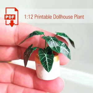 Miniature Houseplant for 1:12 Dollhouse , Digital PDF Files, Printable and İnstant Dowload  DIY Paper plant