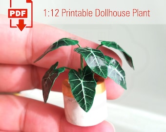 Miniature Houseplant for 1:12 Dollhouse , Digital PDF Files, Printable and İnstant Dowload  DIY Paper plant