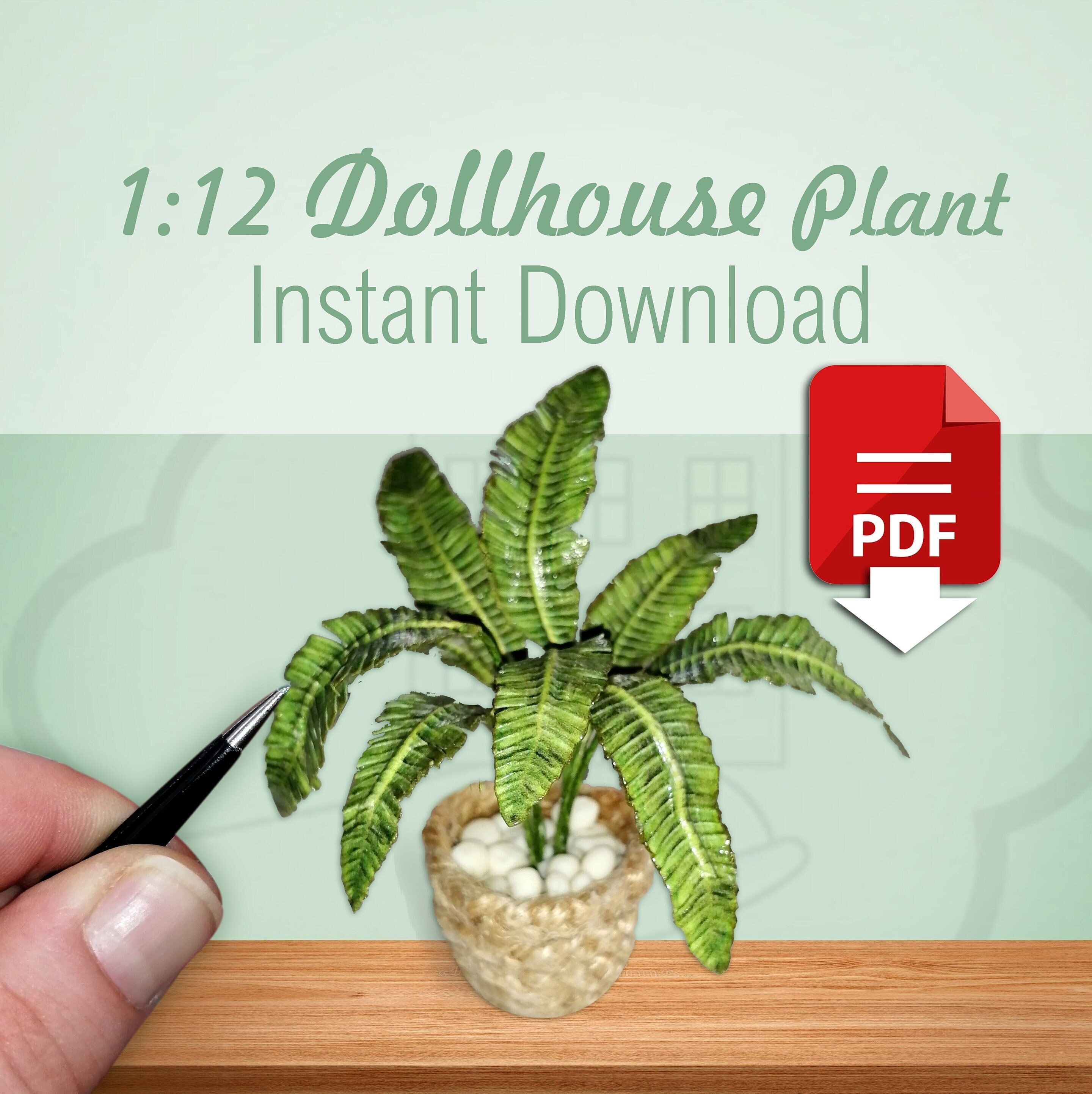 Digital Template Miniature Plant Leaf for Dollhouse 1:12 | Etsy