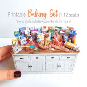 Dollhouse Printable Baking Set 1:12 Scale. 45 pcs. Miniature Food, Groceries Boxes, Cooking Ingredients, Kitchenware. Digital PDF DOWNLOAD.