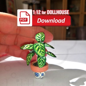 Miniature Dollhouse Houseplant Template. Printable Digital PDF files, Instant DOWNLOAD, Scale 1:12 Paper Plant