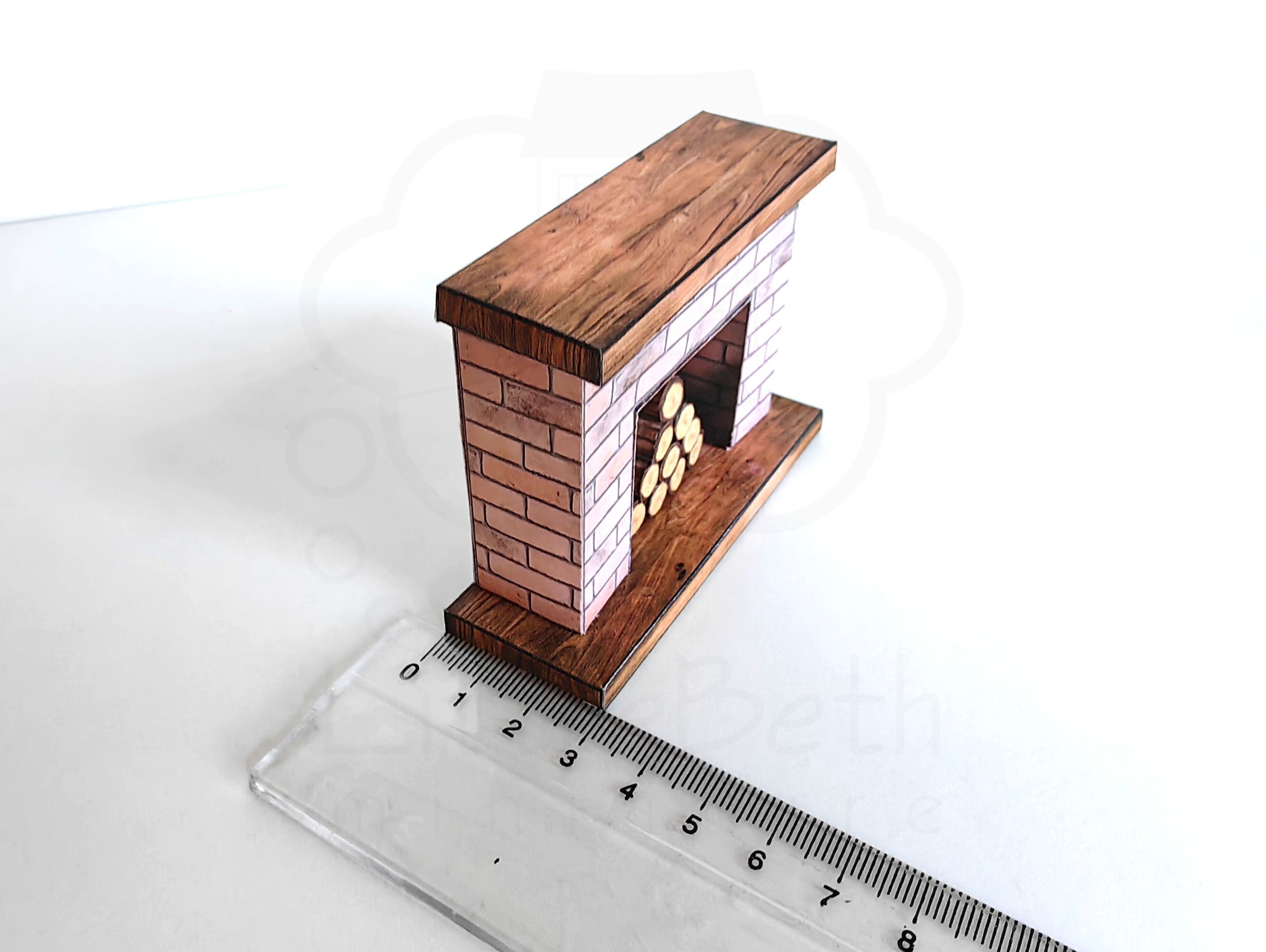 Puppenhaus Mini-Kamin Aus Massivholz Im Maßstab 1:12 – Walnuss-Finish, 10,7x4x9 Cm