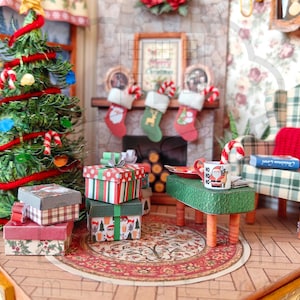 Printable Miniature Christmas Room Box | 1:12 Dollhouse DIY Kit ...