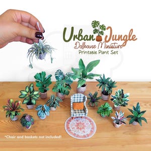 DIY Dollhouse Miniature Plant Set: Urban Jungle Printable Paper Craft (PDF Template)