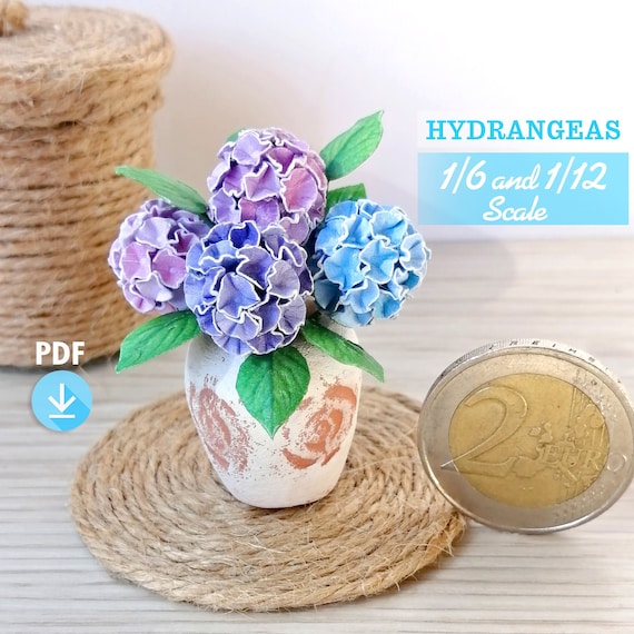Miniatur Hortensie Zimmerpflanze Vorlage: Puppenhaus 1/6 & 1/12 (PDF) -  Etsy.de