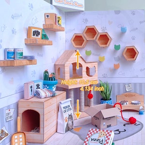 Miniature Downloadable Rolife Cat Sam's Room for Dollhouse. Kit Printable Digital DIY Paper Craft  PDF Instant Download.