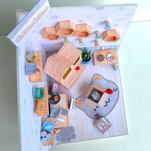 Miniature Downloadable Rolife Cat Sam's Room for Dollhouse. Kit Printable Digital DIY Paper Craft  PDF Instant Download.