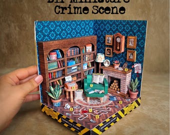 Miniature Crime Scene Diorama DIY Project: Printable Mysterious Murder Room Box