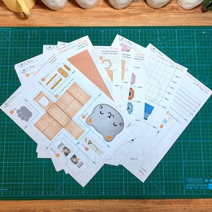 Miniature Downloadable Rolife Cat Sam's Room for Dollhouse. Kit Printable Digital DIY Paper Craft  PDF Instant Download.