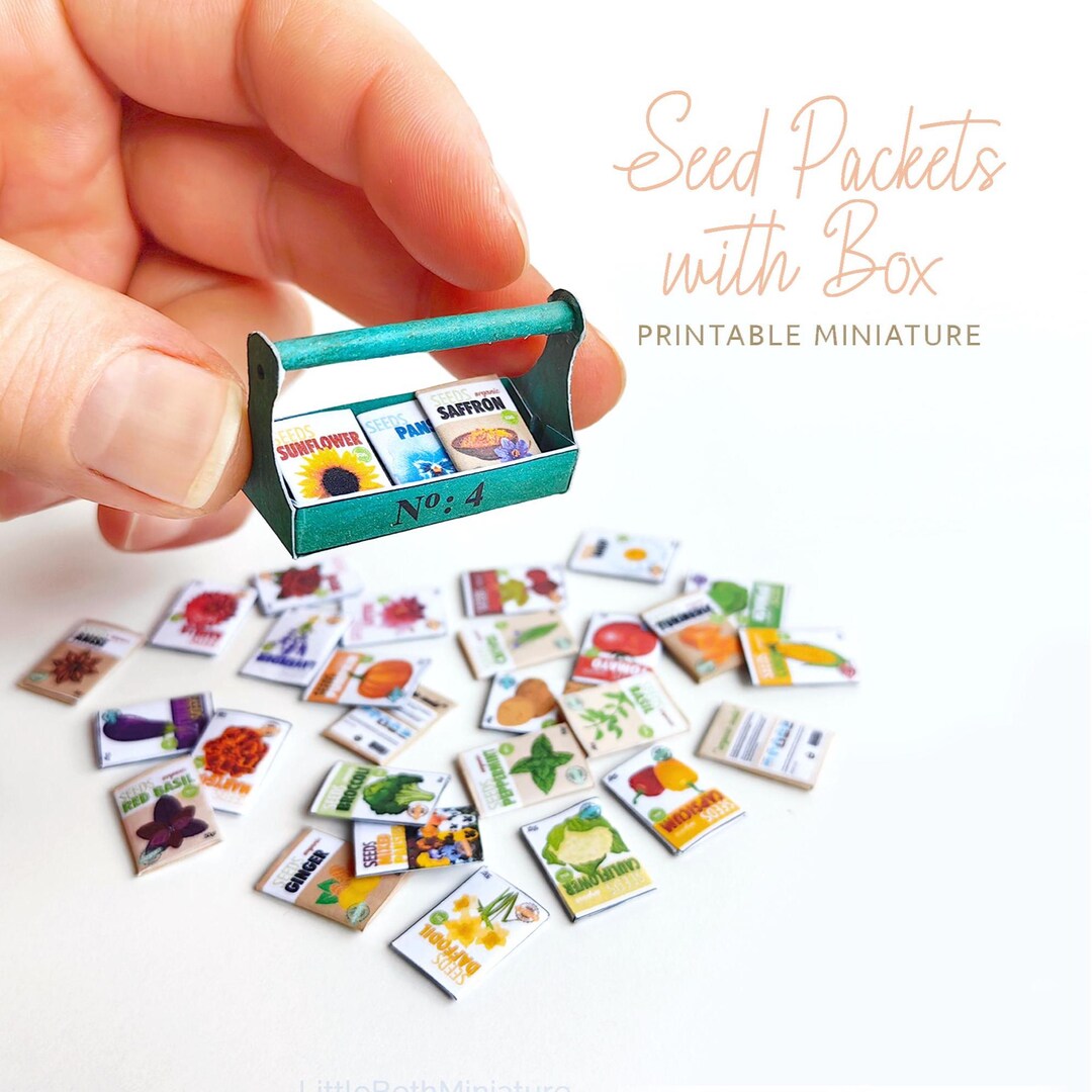 Miniature Plant Seed Packets With Box | Dollhouse Garden Accessories ...