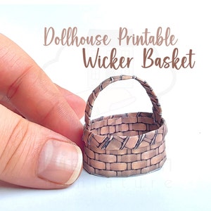 Miniature Printable Wicker Basket Papercraft for Dollhouse. 1.12 Scale, A4 sheet size PDF  Files, Digital DOWNLOAD with Video Instruction.