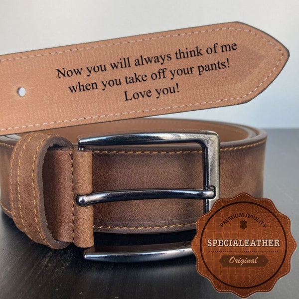 Custom Handmade Belt - Anniversary Gift - Father's Day Gift - Engraved Leather Belt -Grooms Men Gift- Genuine Leather - Gift for Boyfriend -