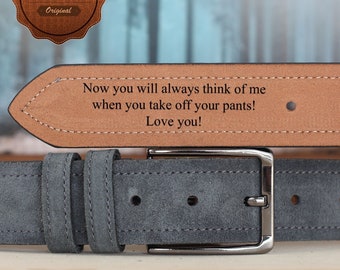 Custom Handmade Belt - Suede leather belt - Anniversary Gift - Engraved Leather Belt - Grooms Men Gift - Genuine Leather -Gift for Boyfriend