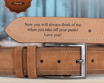 Custom Handmade Belt - Suede leather belt - Anniversary Gift - Engraved Leather Belt - Grooms Men Gift - Genuine Leather -Gift for Boyfriend