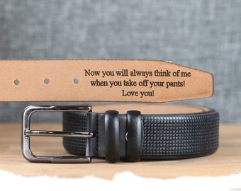 Custom Handmade Belt - Father's Day Gift - Anniversary Gift - Engraved Leather Belt - Grooms Men Gift - Genuine Leather - Gift for Boyfriend