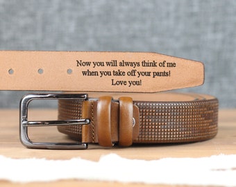 Custom Handmade Belt - Father's Day Gift - Anniversary Gift - Engraved Leather Belt - Grooms Men Gift - Genuine Leather - Gift for Boyfriend