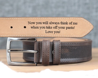 Custom Handmade Belt - Anniversary Gift - Father's Day Gift - Engraved Leather Belt -Grooms Men Gift- Genuine Leather - Gift for Boyfriend -