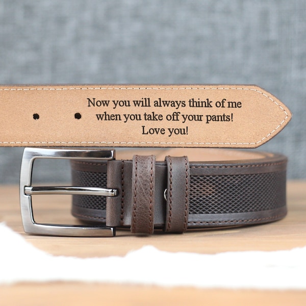 Custom Handmade Belt - Anniversary Gift - Father's Day Gift - Engraved Leather Belt -Grooms Men Gift- Genuine Leather - Gift for Boyfriend -