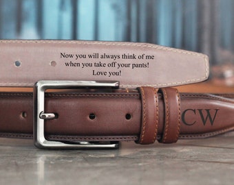 Custom Handmade Belt -Father's Day Gift- Anniversary Gift - Engraved Leather Belt - Grooms Men Gift - Genuine Leather - Gift for Boyfriend