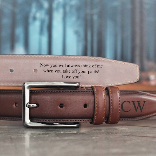 Custom Handmade Belt -Father's Day Gift- Anniversary Gift - Engraved Leather Belt - Grooms Men Gift - Genuine Leather - Gift for Boyfriend