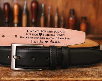 Custom Genuine Leather Belt - Classic Men’s Accessory - Personalized Gift for Him - Anniversary, Wedding, Valentine's Day, Grooms Men Gift