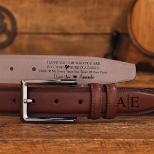 Ceinture classique personnalisée en cuir véritable - Cadeau pour lui - Anniversaire, cadeau pour homme de marié - Ceinture en cuir véritable - Cadeau personnalisé pour la Saint-Valentin