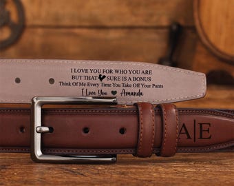 Personalized Real Leather Classic Belt -Gift for him - Anniversary Gift - Grooms Men Gift - Genuine Leather Belt - Custom Christmas Gift