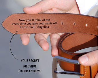Personalized Leather Men's Belt: Custom Engraved Top Grain Leather