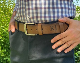 Ceinture faite à la main personnalisée - Cadeau d'anniversaire - Ceinture en cuir gravée - Cadeau pour homme Grooms - Cuir véritable - Cadeau pour petit ami - Cadeau pour lui Gigi