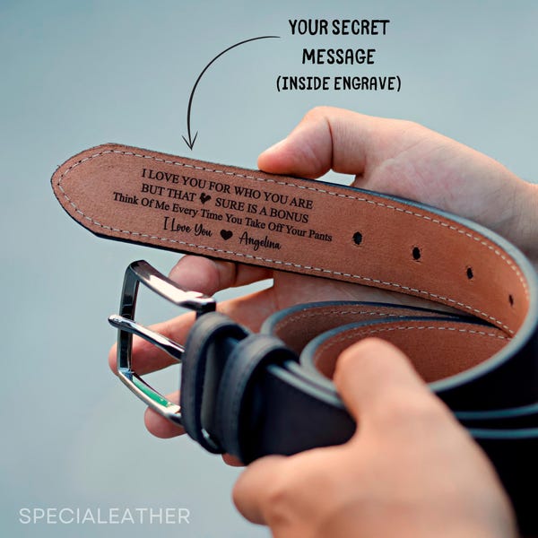 Personalized Leather Belt for Men | Custom Engraved Gift | Handmade Anniversary Belt | Valentine's Day Gift for Husband