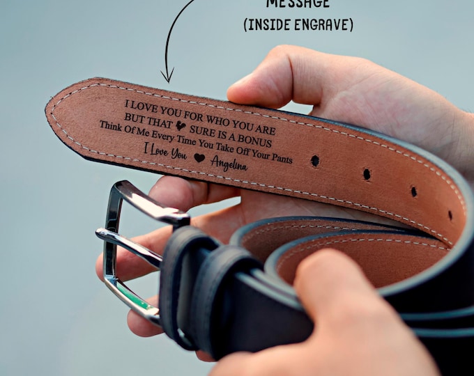 Personalized Leather Belt for Men | Custom Engraved Gift | Handmade Anniversary Belt | Valentine's Day Gift for Husband