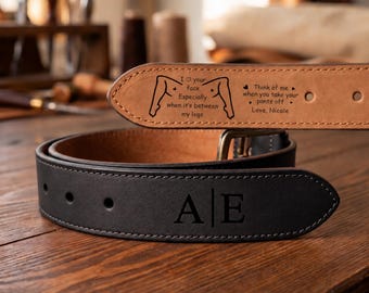 Personalized Leather Belt for Men, Christmas Gift for Husband, Custom Engraved Anniversary Present