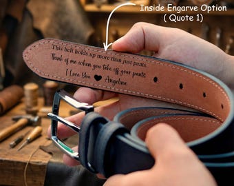 3rd Anniversary Gift for Husband, Custom Engraved Hidden Message Belt, Meaningful Gift for Him, Personalized Leather Belt, Handmade Men Gift