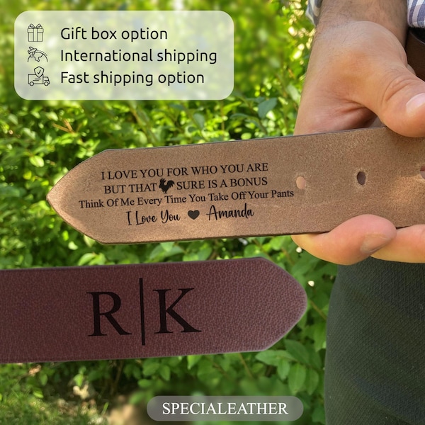 Personalized Leather Belt for Valentine's Day Gift – Custom Engraved Belt for Him, Husband Gift, Handcrafted Men’s Belt, Christmas Gift